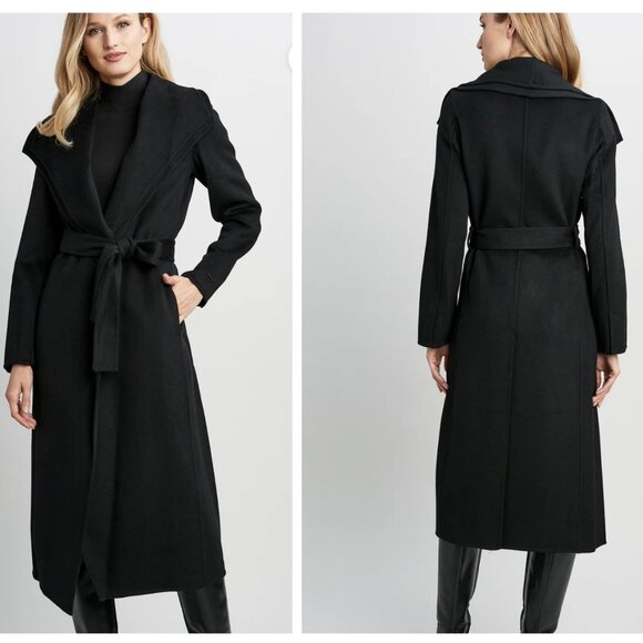 NWT Tahari XL Long Double Face Wool Blend Wrap Coat Belted - Picture 2 of 13
